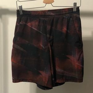 Lululemon Pace Breaker 7” Linerless short. Red and multi toned. Small.
